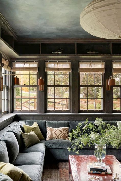 Inside a breathtaking European cottage style home in the Midwest Transitional House Design, Contemporary Cottage Interiors, European Cottage Style, Sophisticated Cottage, Log Cabin Remodel, Prewar Apartment, Classy House, Cottage Addition, Cozy Window Nook