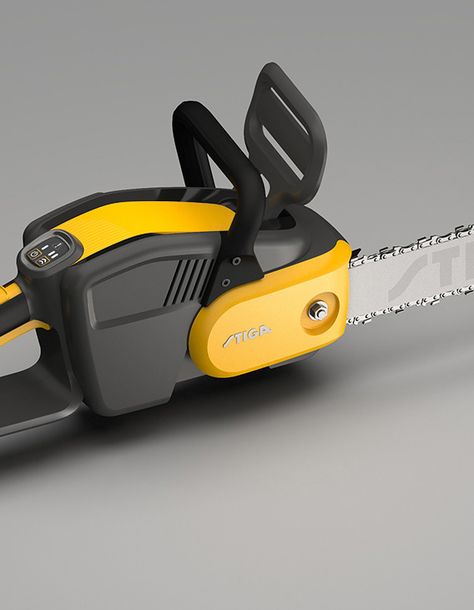 BATTERY-POWERED CHAINSAW STIGA, Sweden on Behance Battery Powered Chainsaw, Work Tools, Arab Women, Yellow Accents, Chainsaw, Product Design, Sweden, Pinterest Likes, Turn Ons