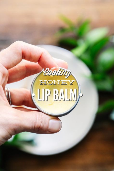 Cooling Honey Lip Balm - Live Simply Honey Lip Balm, Lip Care Diy, Homemade Body Butter, Lotion Recipe, Honey Diy, Lip Balm Recipes, Homemade Lip Balm, Hydrating Lip Balm, Diy Lips