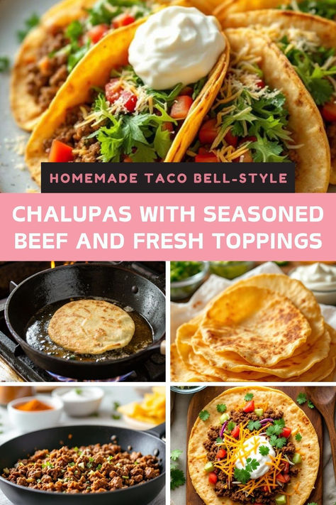 Taco night just got an upgrade! 🌮✨ With our homemade Taco Bell-style chalupas, you can enjoy crispy shells filled with seasoned beef and all your favorite toppings right in your kitchen. This recipe is not only easy to follow, but it also invites you to get creative with your toppings!

#TacoBellStyleChalupa #HomemadeChalupas #TexMexFood #TacoNight #QuickDinner #FamilyMeals #Foodie #EasyRecipes #CookingAtHome #DinnerInMinutes #SatisfyingMeals #YummyFood #FunCooking #FiestaFood #MealPrep Taco Bell Chalupa Recipe, Chalupa Shells, Chalupas Recipe, Cilantro Benefits, Taco Bell Chalupa, Chalupa Recipe, Taco Shell Recipe, Crispy Taco Shells, Crispy Tacos