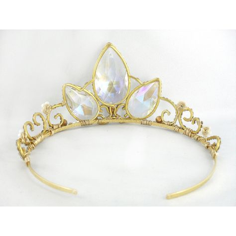 A Tangled Tiara - Rapunzel's Gold Crystal Crown Made to Order (6.465 CZK) ❤ liked on Polyvore featuring jewelry, crowns, tiara, accessories, disney, circle, circular and round Tangled Tiara, Rapunzel Tiara, Rapunzel Crown, Tangled Wedding, White Halloween Costumes, Rapunzel Costume, Disney Tangled, Crystal Crown, Disney Jewelry