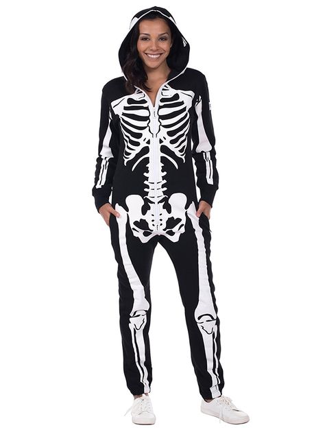 Amazon.com: Women's Skeleton Halloween Costume - Skeleton Jumpsuit Onesie: Small: Clothing Scary Black And White, White Halloween Costumes, Black And White Halloween, Costume Jumpsuit, Women Skeleton, Skeleton Halloween Costume, Baby Kostüm, Halloween Onesie, Spooky Skeleton