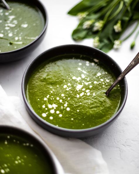 Wild Garlic Soup - 20 minute recipe- Raising on Plants Wild Garlic Pesto, Butter Alternative, Vegetable Stock Cubes, Garlic Soup, Garlic Seasoning, 20 Minute Recipes, Wild Garlic, Cashew Cream, Garlic Bulb