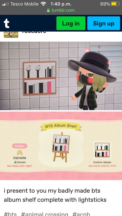 Acnh Wallpaper Designs Grid, Acnh Shelf Design, Acnh Kpop Design, Kpop Animal Crossing, Bts Animal Crossing, Acnh Wallpaper Design Id, Acnh Kpop, Clothes Animal Crossing, Acnh Wallpaper Designs