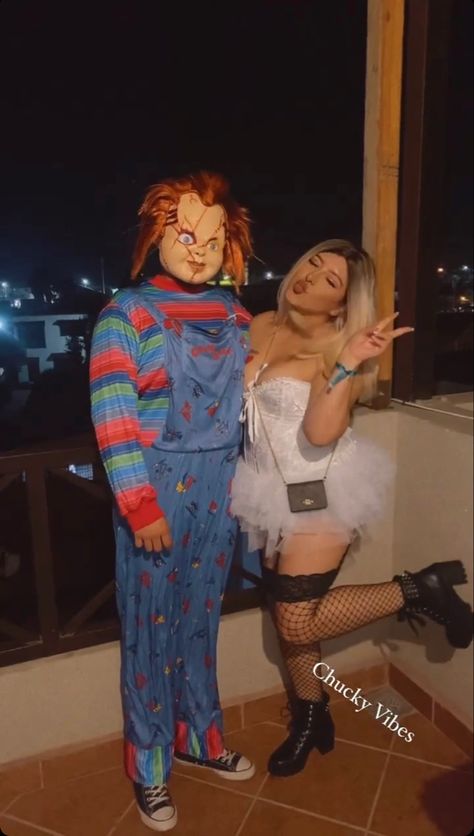 Chucky Costume Men, Diy Chucky Costume, Chucky And Tiffany Costume, Tiffany Costume, Chucky Tiffany, Chucky Costume, Couple Costume, Halloween 2023, Halloween Outfit