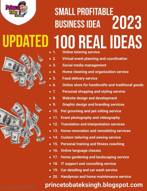 1. Online tutoring service
2. Virtual event planning and coordination
3. Social media management
4. Home cleaning and organization service
5. Food delivery service
6. Online store for handicrafts and traditional goods
7. Personal shopping and styling service
8. Website design and development
9. Graphic design and branding services
10. Pet grooming and pet-sitting service Small Town Business Ideas, List Of Business Ideas, Marketing Ideas For Small Business, Small Business Ideas Startups, Creative Marketing Ideas, Profitable Business Ideas, Business Ideas List, Profitable Small Business Ideas, Business Ideas For Women Startups