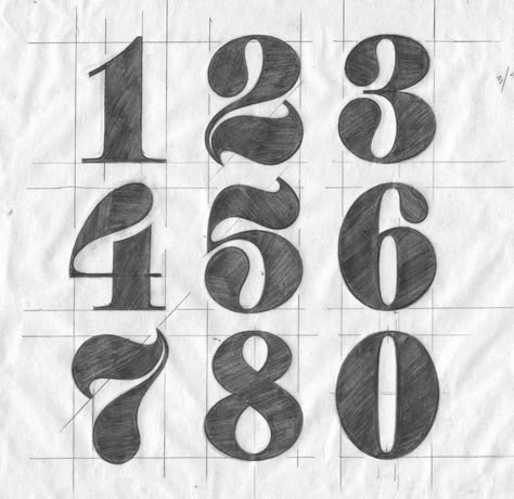 Fonts Numbers Design, Decorative Numbers Font, Number Ideas Design, 2024 Calligraphy Numbers, 3 Typography Number, Numbers Font Design, 2024 Number Design Fonts, Number Lettering Fonts, 2024 Lettering Design Numbers