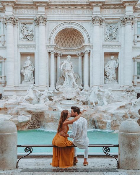 RAQUEL & MIGUEL on Instagram: “Throwing coins in Trevi fountain is symbolic. According to legend, tossing one coin ensures a return trip to Rome 🏛; two coins are for…” Italy Vacation Outfits, Couple Travel Photos, Trevi Fountain Rome, Rome Photography, Italy Travel Outfit, Milan Travel, Trip To Rome, Venice City, Rome Photo