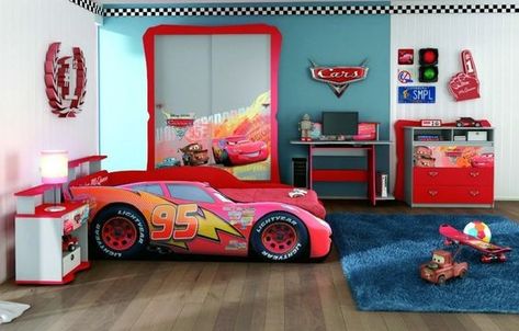 Boy Car Room, Cars Bedroom, Car Room Decor, Toddler And Baby Room, Baby Boy Room Themes, Kids Bed Design, Car Room, Boy Toddler Bedroom