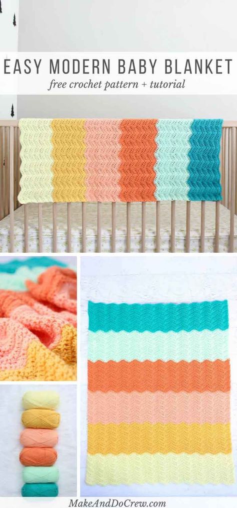 Love this! This gender-neutral crochet baby blanket pattern is easy and rewarding. Perfect for a modern baby nursery! via @makeanddocrew Modern Baby Nursery, Modern Baby Blanket, Crochet Baby Blanket Pattern, Crochet Baby Blanket Free Pattern, Haken Baby, Baby Afghans, Crochet Baby Blanket, Baby Blanket Pattern, Baby Blanket Crochet Pattern