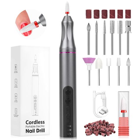 Nail Drill Kit: Electric Nail Drill Machine Pen 20000RPM Portable Nail File Acrylic Nails Professional Rechargeable Nail Drill Bit Sanding Bands Nail Care Manicure Pedicure Acrylic Nails Professional, Nails Professional, Band Nails, Electric Nail Drill, Drill Machine, Nail Drill Machine, Nail Drill, Manicure Pedicure, Drill Bit