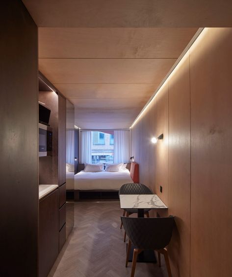 Container Hotel Room, Shipping Container Hotel, Container Hotel, Shipping Container Design, Cargo Container Homes, Container Restaurant, Hotel Floor Plan, Used Shipping Containers, Narrow Rooms