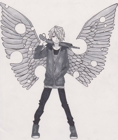 I'm an angel with a shotgun. Anime Wings, Angel With A Shotgun, Castiel, An Angel, Drawing Techniques, Fantasy Character Design, Anime Boy, Moose Art, Anime Art