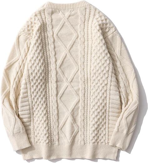 Aelfric Eden Cable Knit Sweater Women Vintage Chunky Cream Sweater Men Woven Crewneck Knitted Pullover White Streetwear Fashion Outfits, Mode Hijabi, Aelfric Eden, Top Streetwear Brands, Streetwear Mode, Comfortable Sweater, Japanese Streetwear, Stylish Sweaters, Woven Pattern