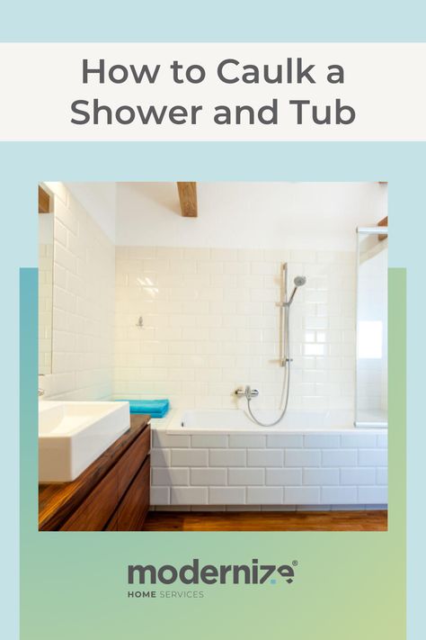 How to Caulk a Shower and Tub | Modernize Adding Shower To Half Bath, Tearing Down A Wall, Frameless Glass Doors, Standing Shower, Bathroom Remodel Cost, Shower Installation, Bathroom Items, Big Bathrooms, Half Bathroom