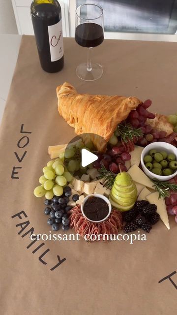 Croissant Cornucopia, Charcuterie Cornucopia, Cornucopia Charcuterie, Giant Croissant, Bread Cornucopia, Charcuterie Items, Pie Crust Cookies, Puff Pastry Shells, Thanksgiving Baking