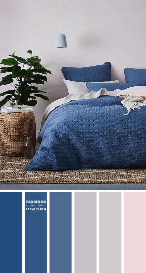 Blue Color Palette For Bedroom, Cute Blue Bedroom, Grey Colour Scheme Bedroom, Wallpaper Bedroom Aesthetic, Color Palette For Home, Aesthetic Bedroom Design, Blue Bedroom Colors, Sage Color Palette, Beautiful Bedroom Colors