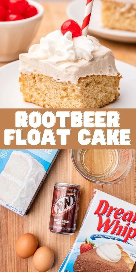 Camper Recipes, Root Beer Cake, Root Beer Float Cake, Beer Dessert, Candy Cookies Recipes, Root Beer Recipe, Summer Cake Recipes, Homemade Carrot Cake, Easy Carrot Cake