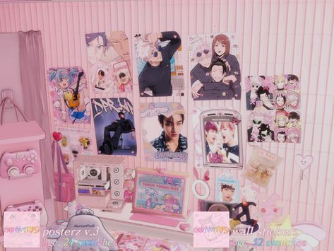 posterz and wall stickerz v.3 | burnitmyg Sims 4 Weeb Room Cc, Sims 4 Cc Y2k Kitchen, Sims Cc Background Cas, Sims 4 Cc Manga Books, Sims 4 Sanrio Cc Furniture, Sims 4 Kpop Poster Cc, Sims 4 Sanrio Furniture, Sims 4 Figures Cc, Sims 4 Cute Furniture