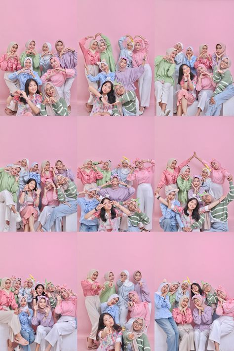 Dresscode cewek kue ; pastel ; colorfull. Pose idea 8 orang. Pastel Outfit Ideas Party, Group Photo Theme Ideas, Pastel Group Photoshoot, Birthday Dresscode Ideas, Group Photo Studio, Pastel Party Outfit, Outfit Foto Studio, Photoshoot Theme Ideas, Dresscode Party