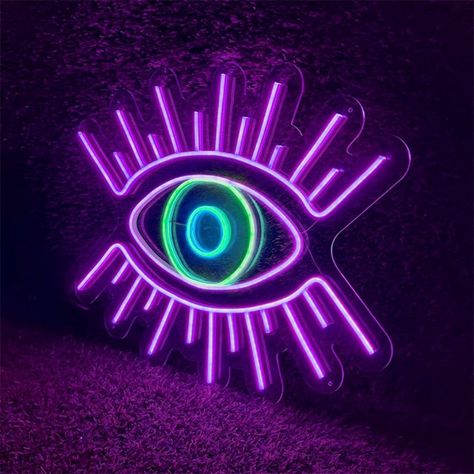 Anime Neon Sign, Light Up Art, Neon Bar Signs, Party Neon, Neon Wall Signs, Eye Decor, Neon Sign Bedroom, Logo Wall, Led Neon Lighting