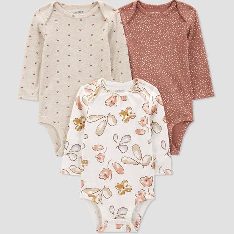 Stock up on baby essentials with this 3-pack set of long-sleeve bodysuits from Carter’s Just One You. Adorable, assorted prints mean endless styling for days on the go plus made with 100% cotton your baby girl is comfortable all day. Wear one and toss the other in the diaper bag for easy changes when your days are busy. This 3-pack long-sleeve bodysuit set is Standard 100 by OEKO-TEX, so it's certified clean for your little one. Newborn Baby Girl Clothes, Baby Essentials Newborn, Target Baby, Custom Baby Gifts, One Piece Clothing, Ruffle Bodysuit, Carters Baby, Baby Newborn, Short Sleeve Bodysuit