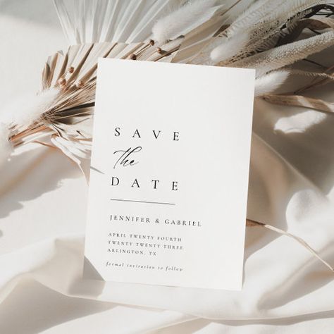 Ultra Minimal Typography Save The Date Invitation #zazzle #weddinginvitations #birthdayinvitations #babyshowerinvitations #zazzleinvitations #monogram #businesscards #graduation #homedecor Save The Date Minimalist, Minimal Typography, Wedding Simple, Modern Save The Dates, Date Invitation, Photo Save The Date, Wedding Announcement, Simple Invitation, Wedding Elegant