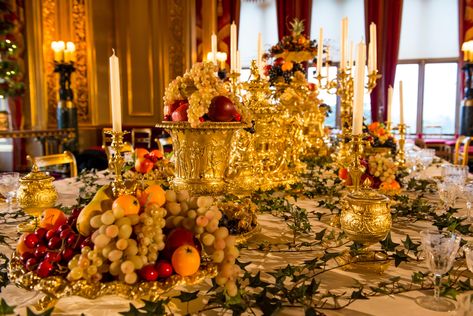 Windsor Castle « Tim Forrest's E & A Gold Wedding Reception, Luxury Tableware, Tableware Design, Banquet Tables, Windsor Castle, Christmas Tablescapes, Christmas Table Settings, Dining Table Decor, Beautiful Table