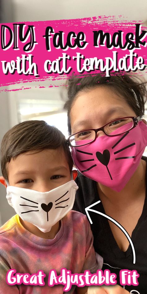 How to Make an easy Cat Face Mask for kids and adults with free pattern and video tutorial! via @raegun Face Mask For Kids, Diy Masks, The Mask Costume, Chemo Hats, Kids Face Mask, Face Mask Tutorial, Mask Tutorial, Cat Face Mask, Simple Sewing