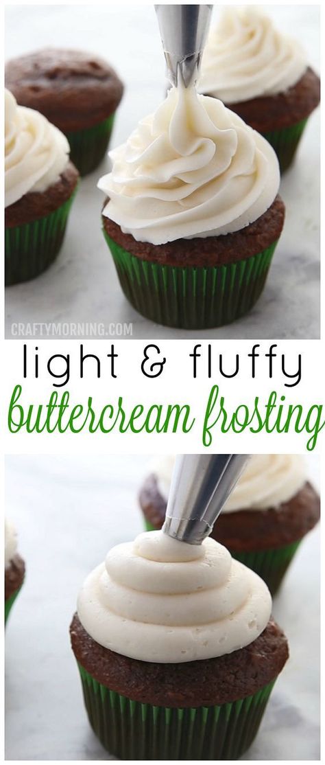 Fluffy Piping Frosting, Good Icing Recipes, How To Make Fluffy Icing For Cupcakes, Piping Cupcake Frosting, Icing Recipe Cupcake, Yummy Frosting For Cupcakes, Thick Fluffy Buttercream Frosting, Best Frosting Recipe For Piping, Best Light Buttercream Frosting