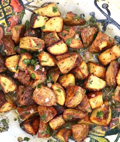 Roasted Potato Salad Roasted Potato Salad Recipe, Tater Salad, Church Potluck Recipes, Current Recipes, Roasted Potato Salad, Roasted Potato Salads, Roasted Potato, French Accent, Potluck Recipes