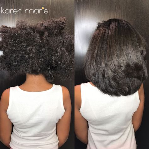 Shrinkage Natural Hair Before And After, Relaxers For Black Hair Before And After, Relaxed Hair Before And After, Relaxer Before And After, Silk Press Thick Natural Hair, Silk Press Natural Hair Styles, Silk Press Hair, Hair Shrinkage, Pressed Natural Hair