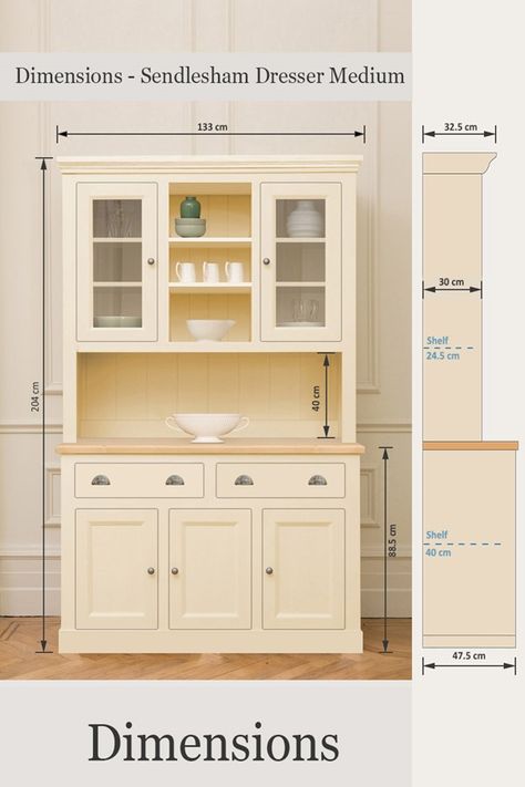 Sendlesham Medium Dresser | The Kitchen Dresser Company Crockery Cabinet Design, Kitchen Unit Designs, Crockery Cabinet, Crockery Unit Design, Crockery Unit, Closet Shoe Storage, Large Dresser, Corner Sofa Design, Dresser Design