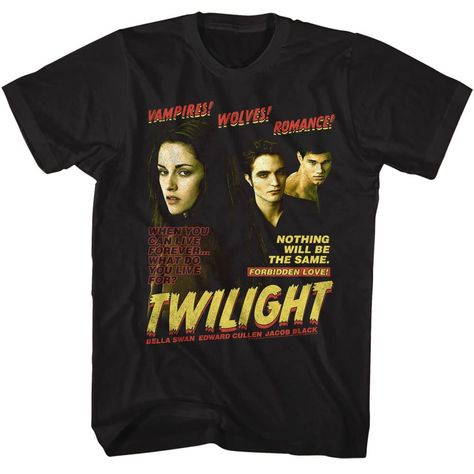 PRICES MAY VARY. 100% Cotton Made in USA and Imported Button closure Machine Wash MOVIE NIGHT! Get back into The Twilight Saga of vampires, werewolves, shape-shifters and love while wearing this cool and comfortable shirt YEP, IT'S OFFICIAL! Our cool graphic t shirts are 100% authentic and officially licensed. These super comfy tees are designed and printed in the USA by American Classics, a leader in high-quality retro, vintage style apparel since 1994 HIGH QUALITY CLOTHES, COMFY & COOL 100% co Clothes Comfy, Vampire Romances, Twilight Movie, T Shirt Image, Jacob Black, Cool Graphic Tees, Unique Shirt, The Twilight Saga, Graphic Design Print