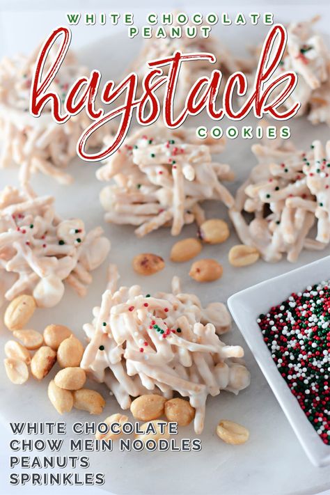 Light Holiday Desserts, Haystack Cookies, Xmas Goodies, Cookies With White Chocolate, Desserts Around The World, Strudel Recipes, Christmas Baking Cookies, Chow Mein Noodles, Easy Christmas Treats