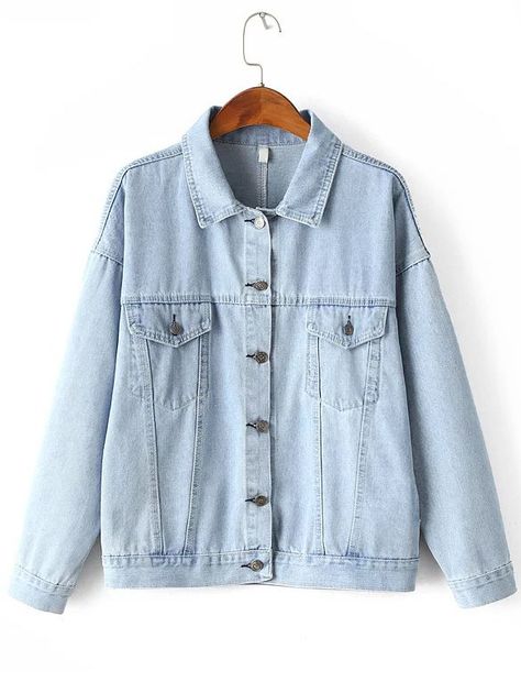 Shop Dropped Shoulder Boyfriend Denim Jacket online. SheIn offers Dropped Shoulder Boyfriend Denim Jacket & more to fit your fashionable needs. Boyfriend Jean Jacket, Boyfriend Denim Jacket, Denim Jacket And Jeans, Embellished Denim Jacket, Boyfriend Jacket, Denim Jacket Fashion, Long Sleeve Denim Jacket, Short Sleeve Jacket, Embellished Jacket