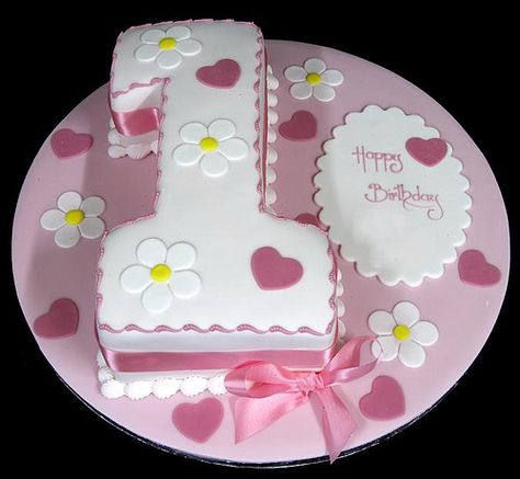 Number One Cake, Number 1 Cake, Birthday Cakes For Girls, Cakes For Girls, 1st Bday Cake, Cakes Fondant, Shaped Cakes, 1st Birthday Cakes, 1 Cake