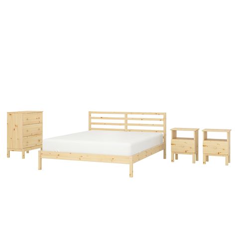 Ikea Tarva Bed Ideas, Tarva Bed Ideas, Ikea Tarva Bed Hack, Tarva Bed Frame Hack, Bed Frame Hack, Tarva Bed, Tarva Ikea, Ikea Tarva, Pine Bedroom