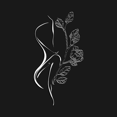 Female Silhouette Tattoo With Flowers, Woman Silhouette With Flowers, Woman Silhouette Drawing, Body Outline, Silhouette Drawing, Silhouette Tattoos, Skulls Drawing, Flowers Illustration, Minimalist Women