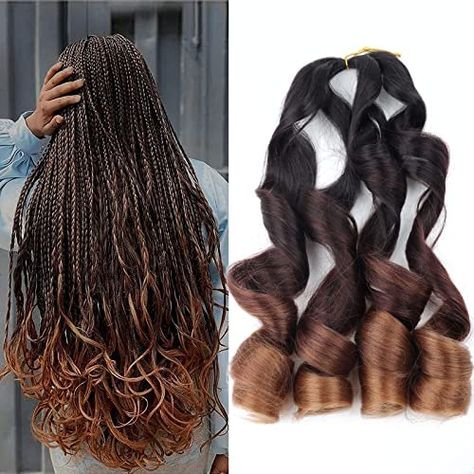 Wavy Braiding Hair, Wavy Hair With Braid, Curly Braiding Hair, Knot Embroidery, French Curl, Hair Pack, Cute Box Braids Hairstyles, Protective Hairstyles Braids, Pretty Braided Hairstyles