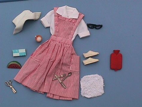 Candy Striper--I was one for 2 years! Candy Striper, Vintage Nurse, Barbie Family, Vintage Barbie Clothes, Nursing Cap, Fall Shorts, Barbie Accessories, Candy Stripes, Barbie And Ken