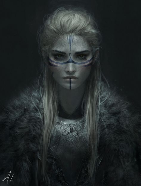 ai-make-art: Warrior Princess. Based off... - Wings of Huginn Warrior Princess, Hair And Makeup, White Hair, In The Dark, Vikings, To Look, A Woman, Blonde, Makeup