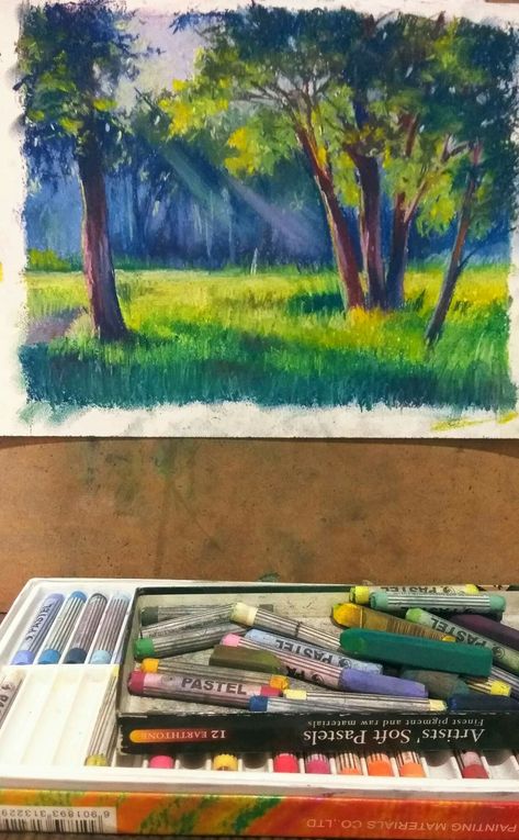 Watercolor Step By Step, Morning Forest, Oil Pastel Landscape, Watercolor Painting Tutorial, Forest Watercolor, Color Pencil Illustration, Soft Pastel Art, Pastel Crayons, Oil Pastel Paintings