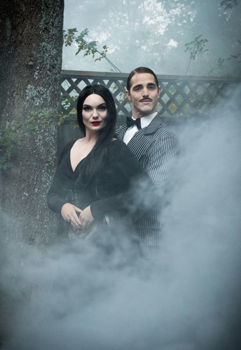 Adams Family Photoshoot, Addams Family Photo Shoot, Halloween Engagement, Spooky Shoot, Prom Photoshoot, Expressions Photography, Couples Costume, Future Photos, Adams Family