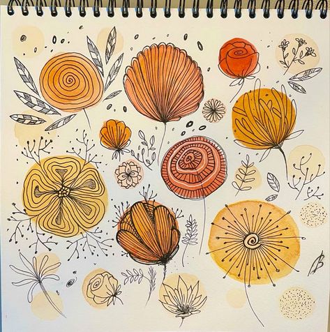 Pen And Ink With Watercolor, Watercolor Doodles Flowers, Doodle Watercolor, Watercolor Doodle, Doodle Art Flowers, Learn Watercolor Painting, Watercolour Inspiration, Abstract Watercolor Art, Watercolor Sketchbook