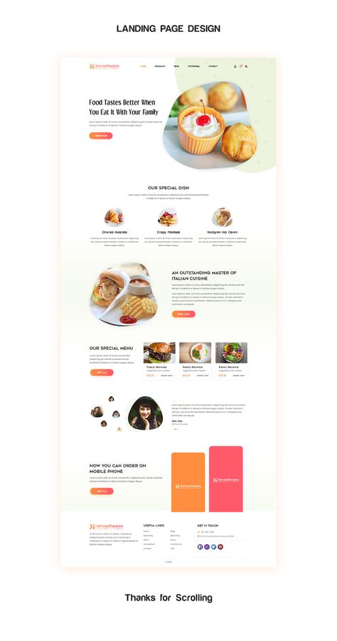 Food Landing Page Design, Food Landing Page, Simple Landing Page, Healthy Website, Ui Ux Design Trends, Food Website Design, Bakery Website, Simple Website Design, Food Web Design