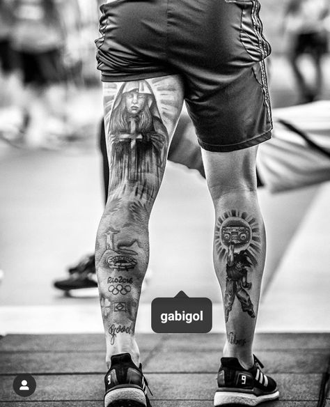 Front Of Leg Tattoo Men, Man Calf Tattoo, Men Shin Tattoo Ideas, Back Of Calf Tattoo Men, Back Leg Tattoo Men, Upper Leg Tattoo Men Thigh Piece, Front Leg Tattoo Men, Tatoos Men Leg Ideas, Men Knee Tattoo