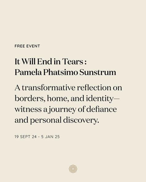 Pamela Phatsimo Sunstrum’s debut UK solo show blends life-size dioramas with powerful storytelling, exploring boundaries and the art of refusal. https://thomas-ferdinand.com/event/pamela-sunstrum-exhibition-barbican ____________________________________ Image Credit/s: Scene 42, 2024 · Pamela Phatsimo Sunstrum It Will End in Tears, Installation view, 2024 · Jo Underhill / Barbican Art Gallery Scene 45, 2024 · Pamela Phatsimo Sunstrum It Will End in Tears, Installation view, 2024 · Jo Un... It Will End In Tears, Free Event, Life Size, Boundaries, Storytelling, Art Gallery, Quick Saves, Art