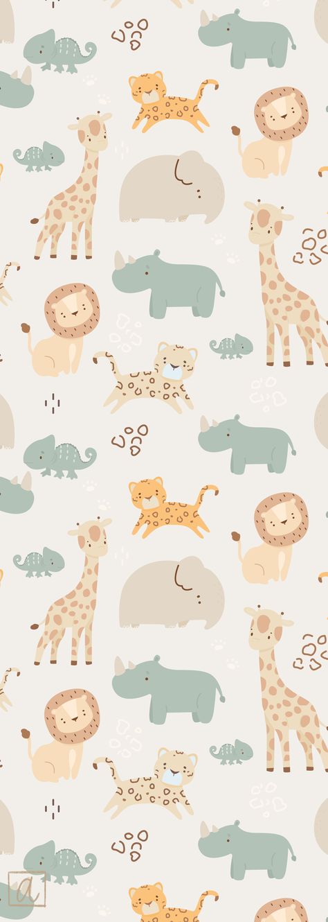 Safari Animals Wallpaper, Cute Wild Animals Wallpaper, Kids Animal Wallpaper, Safari Pattern Design, Safari Wallpaper Iphone, Cute Lion Wallpaper, Baby Prints Pattern Design, Baby Animal Wallpaper, Kids Wallpaper Pattern