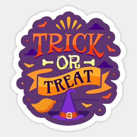 Trick Or Treat - Halloween - Sticker | TeePublic Trick Or Treat Sticker, Trick Or Treating Aesthetic, Halloween Merchandise, Halloween Sticker, Sticker Ideas, Halloween Stickers, Pipe Cleaner, Aesthetic Stickers, Halloween Treats